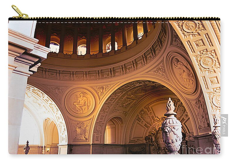 San Francisco Zip Pouch featuring the digital art Artistic City Hall San Francisco Architecture by Chuck Kuhn