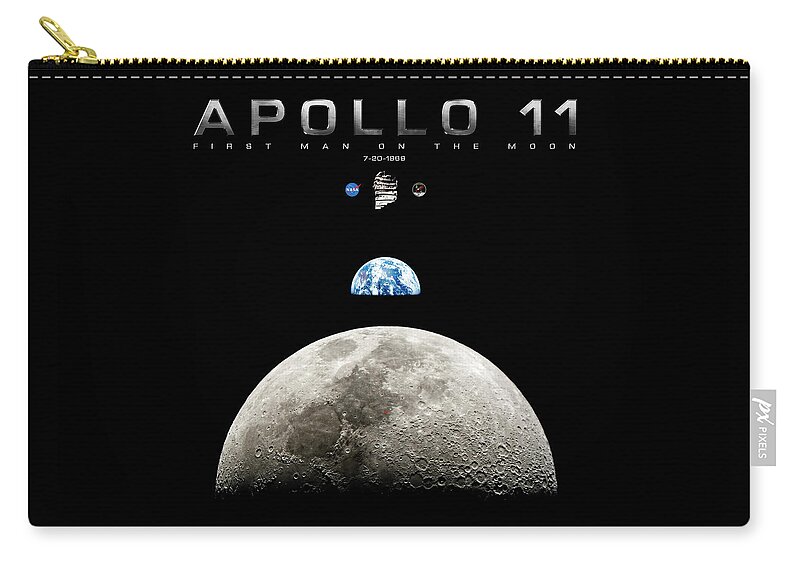 Apollo 11 Zip Pouch featuring the photograph Apollo 11 First Man On The Moon by Weston Westmoreland