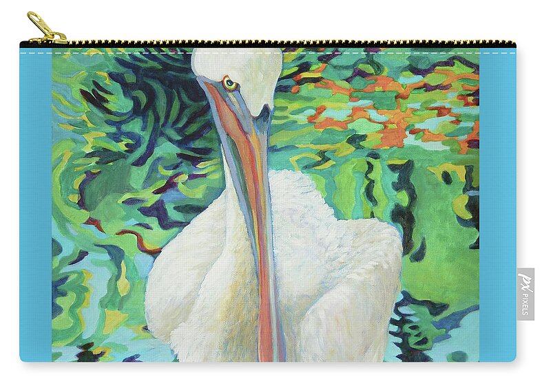Top Artist Zip Pouch featuring the painting Pelican RALPH by Sharon Nelson-Bianco