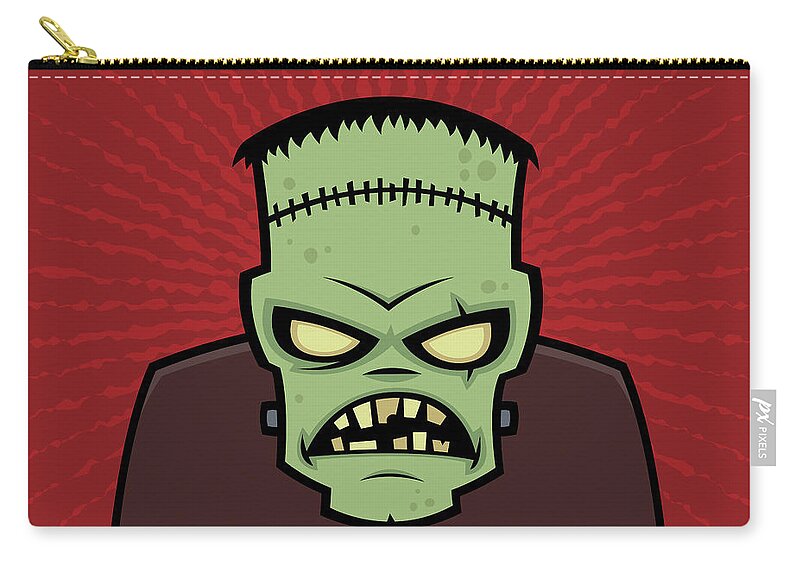 Frankenstein Zip Pouch featuring the digital art Frankenstein Monster by John Schwegel