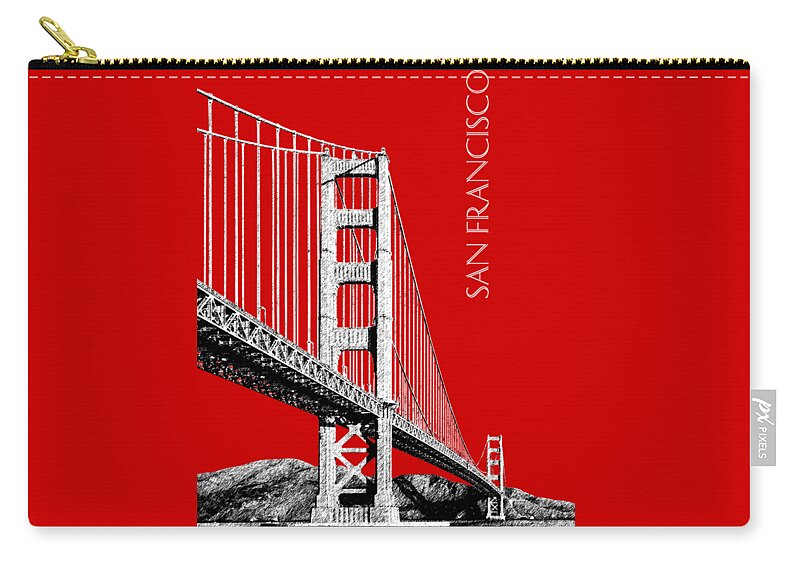 Architecture Carry-all Pouch featuring the digital art San Francisco Skyline Golden Gate Bridge 2 - Slate Blue by DB Artist
