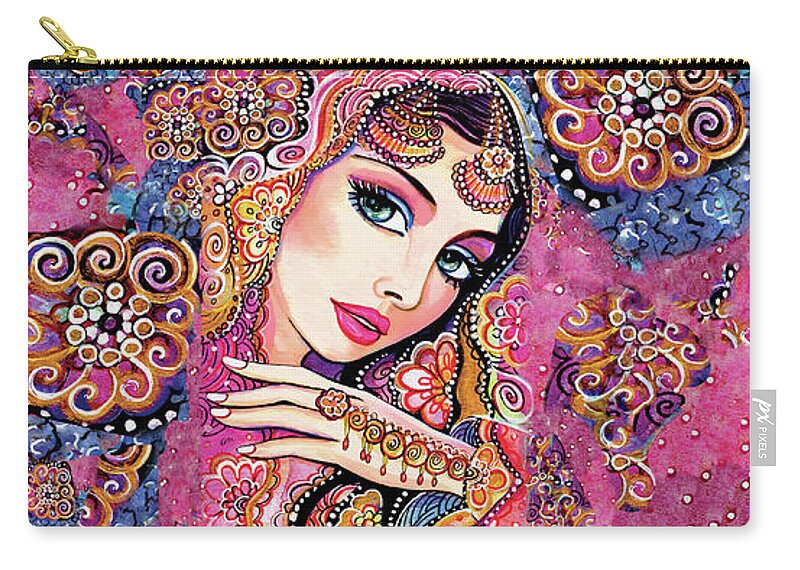 Indian Woman Zip Pouch featuring the painting Kumari by Eva Campbell
