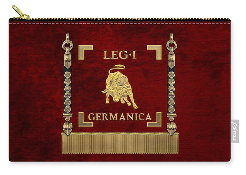 ‘rome’ Collection By Serge Averbukh Zip Pouch featuring the photograph Standard of the 1st Germanic Legion - Vexillum of Legio I Germanica by Serge Averbukh