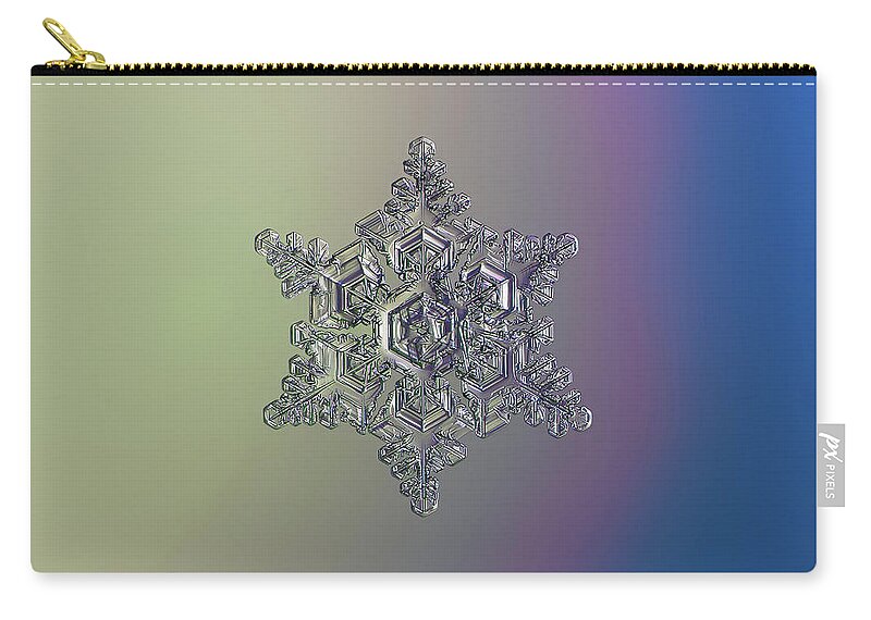 Snowflake Zip Pouch featuring the photograph Real snowflake - 05-Feb-2018 - 15 alt by Alexey Kljatov