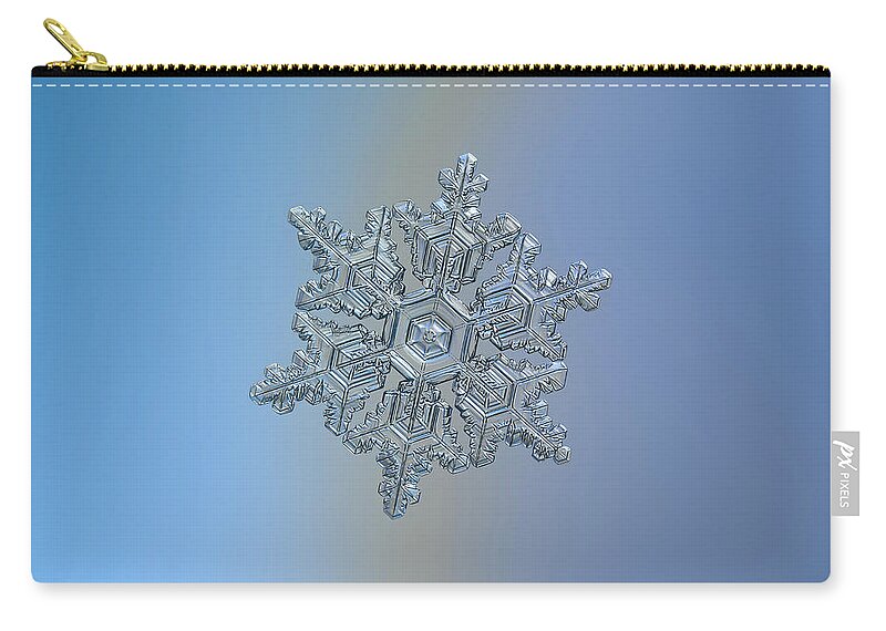 Snowflake Zip Pouch featuring the photograph Real snowflake - 05-Feb-2018 - 16 by Alexey Kljatov
