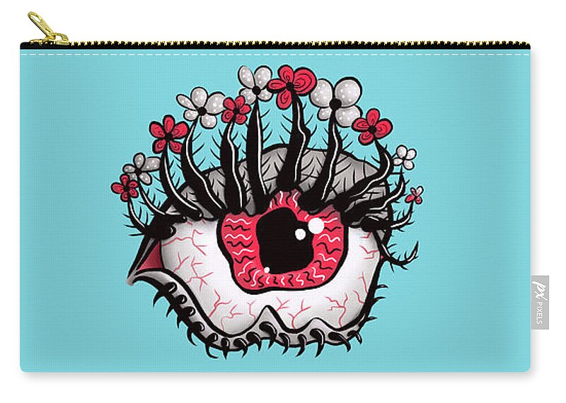Eye Zip Pouch featuring the digital art Weird Eye Melting by Boriana Giormova