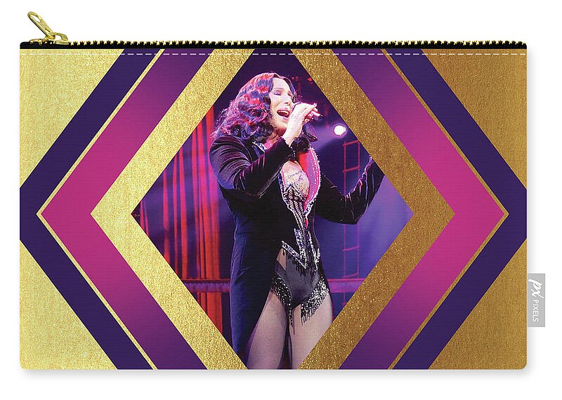 Cher Carry-all Pouch featuring the digital art Burlesque Cher Diamond by Cher Style