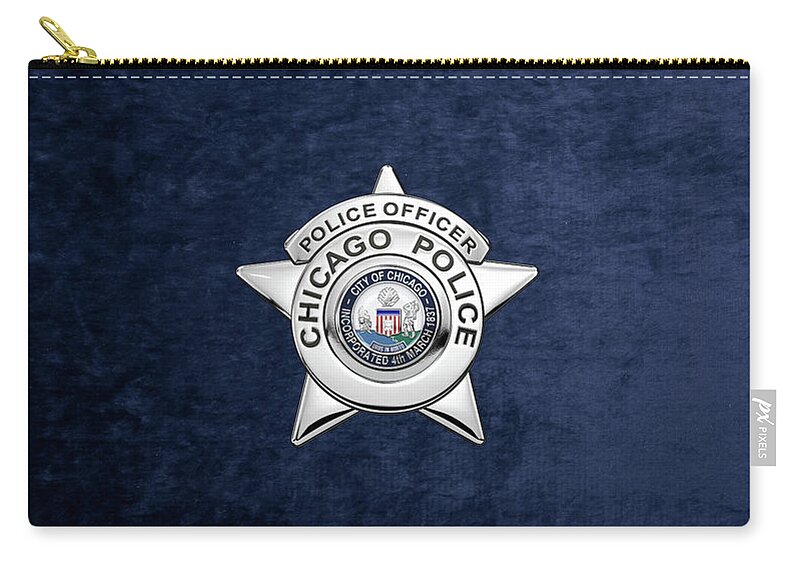  ‘law Enforcement Insignia & Heraldry’ Collection By Serge Averbukh Carry-all Pouch featuring the digital art Chicago Police Department Badge - C P D  Police Officer Star over Blue Velvet by Serge Averbukh
