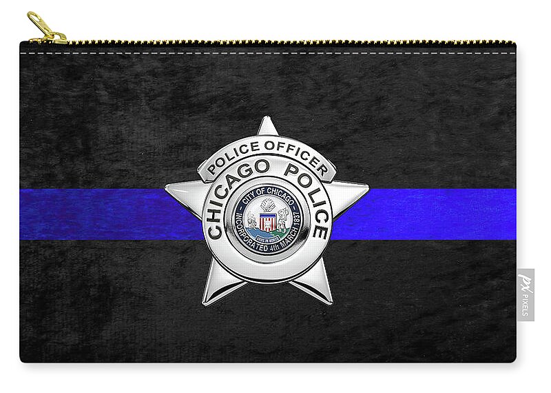  ‘law Enforcement Insignia & Heraldry’ Collection By Serge Averbukh Carry-all Pouch featuring the digital art Chicago Police Department Badge - C P D  Police Officer Star over The Thin Blue Line by Serge Averbukh