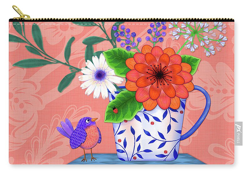 Still Life Zip Pouch featuring the digital art Live Laugh Love by Valerie Drake Lesiak