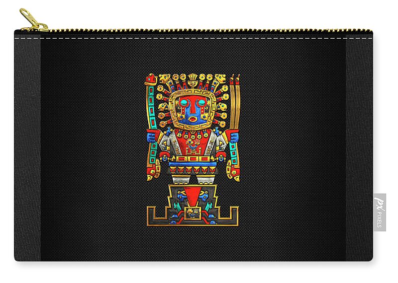 Treasures Of Pre-columbian America’ Collection By Serge Averbukh Zip Pouch featuring the digital art Incan Gods - The Great Creator Viracocha on Black Canvas by Serge Averbukh