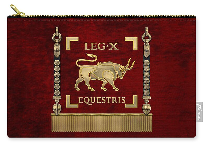 ‘rome’ Collection By Serge Averbukh Zip Pouch featuring the digital art Standard of the 10th Mounted Legion - Vexillum of Legio X Equestris by Serge Averbukh