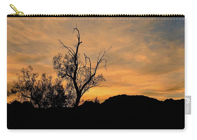 Tree Zip Pouch featuring the photograph Desert Tree at Sunset by Beth Myer Photography