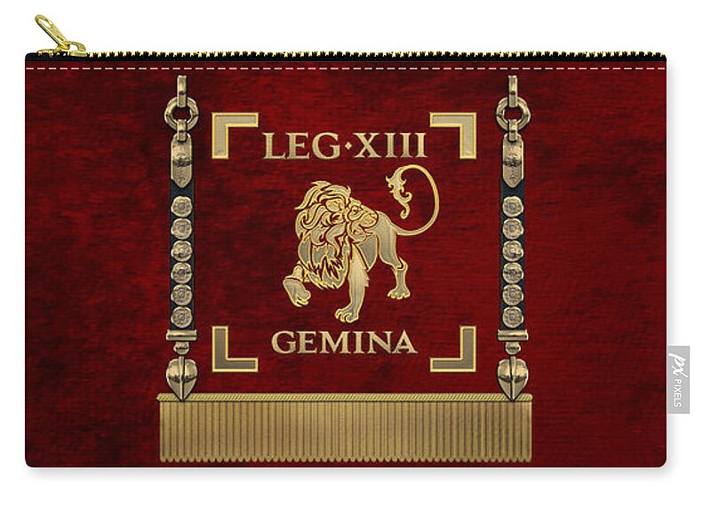 ‘rome’ Collection By Serge Averbukh Carry-all Pouch featuring the digital art Standard of the 13th Legion Geminia - Vexillum of 13th Twin Legion by Serge Averbukh