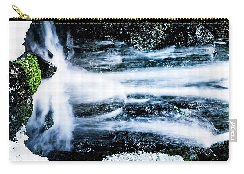 Waterfall Zip Pouch featuring the photograph Early Spring Waterfall by Nicklas Gustafsson