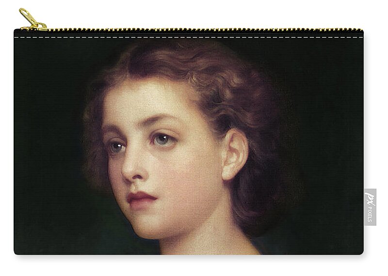 Biondina Zip Pouch featuring the digital art Biondina by Lord Frederic Leighton by Rolando Burbon