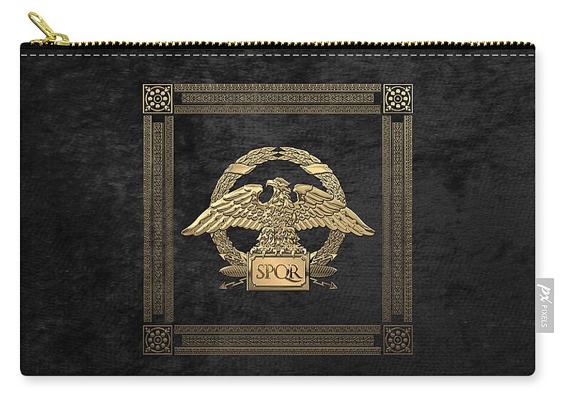 ‘treasures Of Rome’ Collection By Serge Averbukh Carry-all Pouch featuring the digital art Roman Empire - Gold Roman Imperial Eagle over Black Velvet by Serge Averbukh
