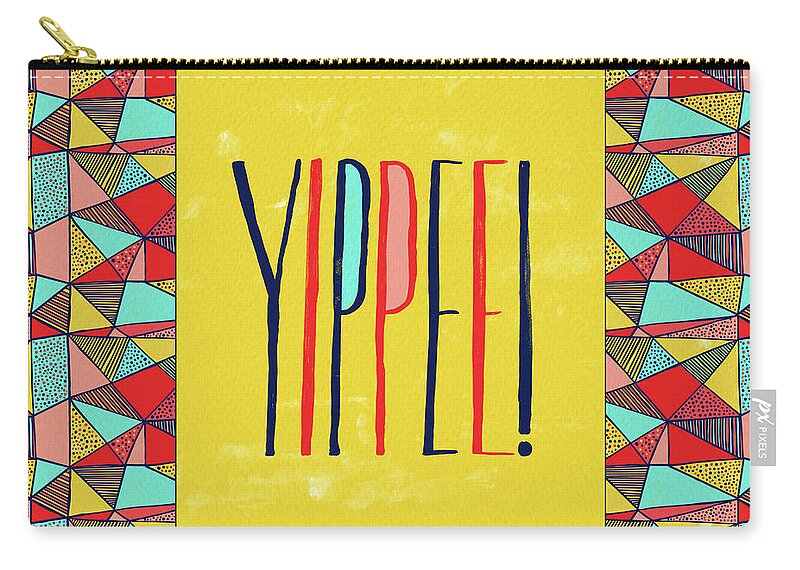 Yippee Zip Pouch featuring the painting Yippee by Jen Montgomery