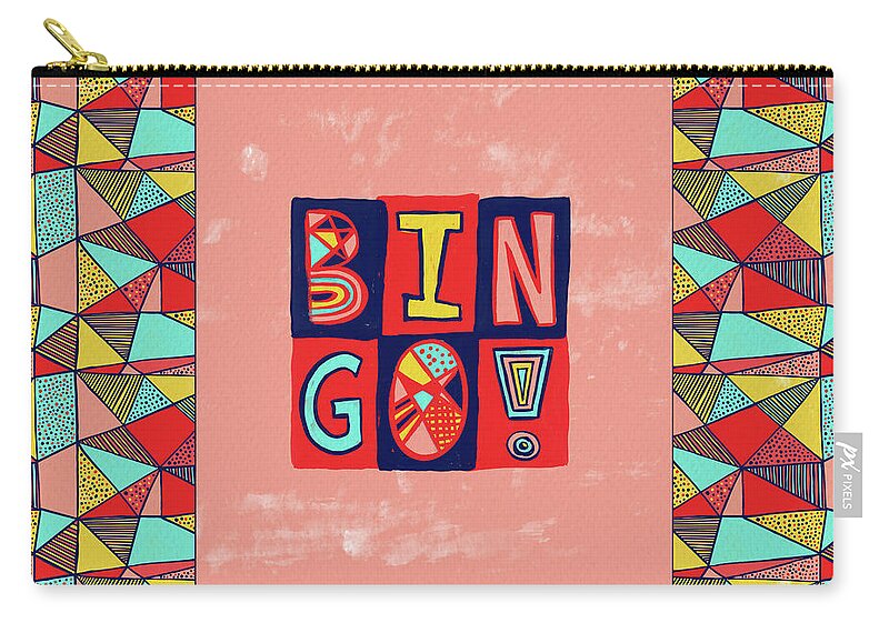 Bingo Zip Pouch featuring the mixed media Bingo by Jen Montgomery