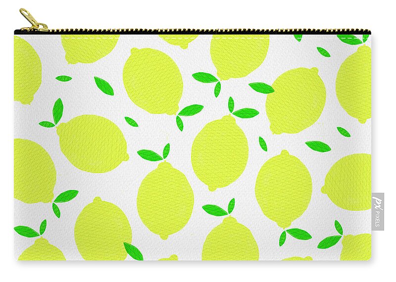 Lemons Zip Pouch featuring the painting Sunny Lemon Pattern by Jen Montgomery