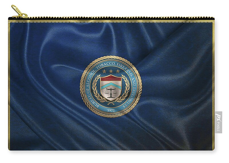  ‘law Enforcement Insignia & Heraldry’ Collection By Serge Averbukh Carry-all Pouch featuring the digital art The Bureau of Alcohol, Tobacco, Firearms and Explosives - A T F Seal over Flag by Serge Averbukh
