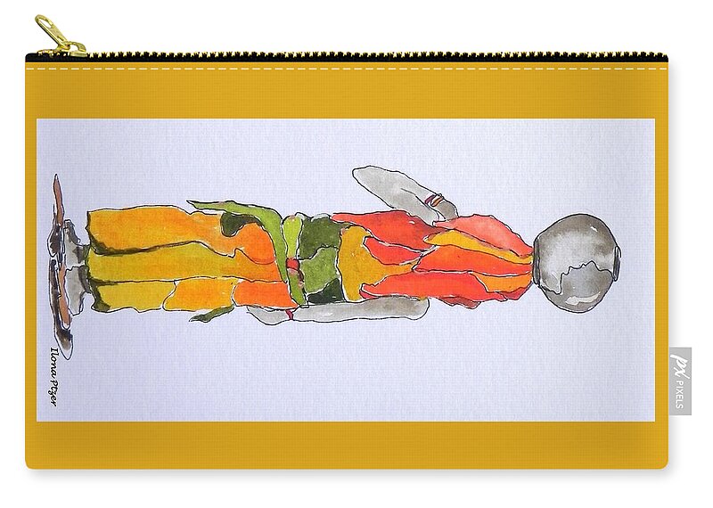 African Woman Zip Pouch featuring the painting African woman water bearer2 by Ilona Petzer