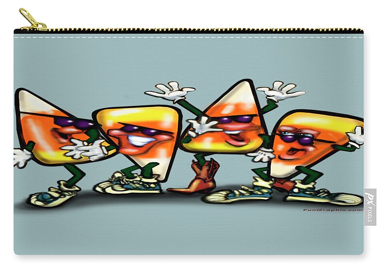 Candy Zip Pouch featuring the digital art Candy Corn Gang by Kevin Middleton