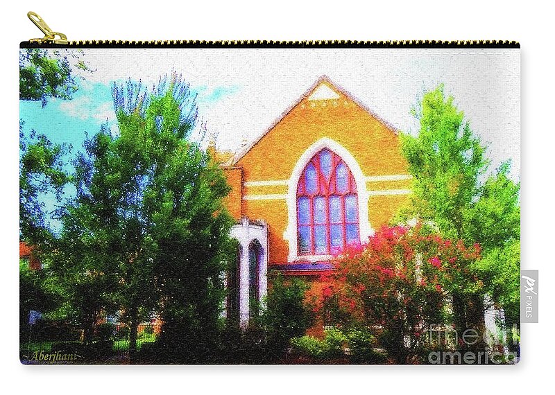 American Churches Carry-all Pouch featuring the mixed media Asbury Church Blossoms by Aberjhani