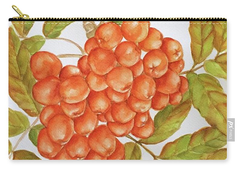 Fall Zip Pouch featuring the painting Ashberries by Inese Poga