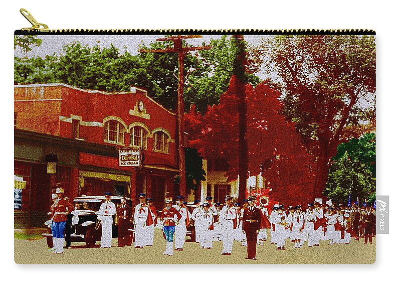Parade Zip Pouch featuring the digital art Ashland Parade Circa 1930 by Cliff Wilson