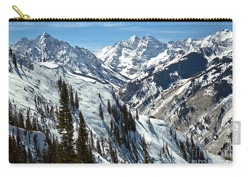 Maroon Bells Zip Pouch featuring the photograph Aspen Highlands Maroon Bells Viewpoint by Adam Jewell