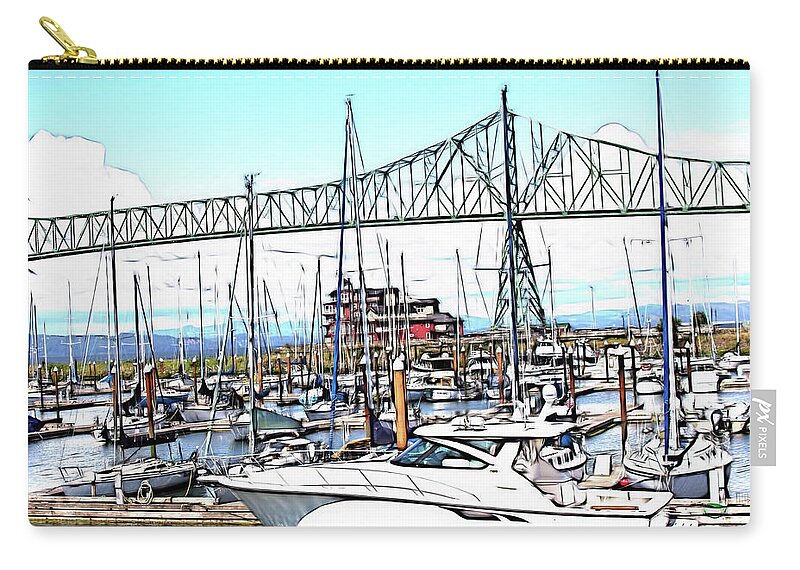 Astoria Zip Pouch featuring the photograph Astoria Bridge 2 by Cathy Anderson