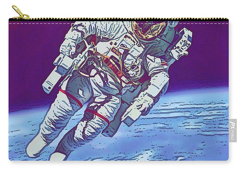 Space Zip Pouch featuring the digital art Astronaut by Gary Grayson