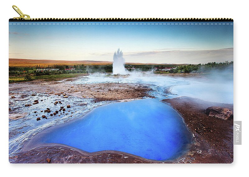 Scenics Zip Pouch featuring the photograph At Geysir, Geothormal Site, Iceland by © Pall Gudonsson; Pallgudjonsson.zenfolio.com