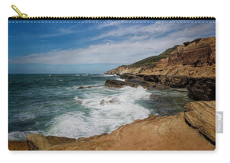 Cliff Zip Pouch featuring the photograph At the Edge 2.0 by Alison Frank