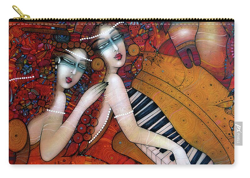Albena Zip Pouch featuring the painting At the opera by Albena Vatcheva