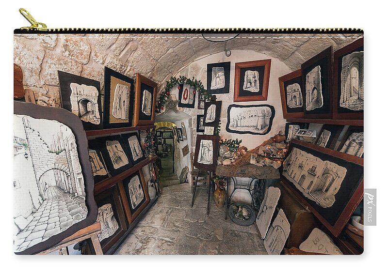 Ostuni Zip Pouch featuring the photograph Atelier interior at Ostuni by Claudio Maioli