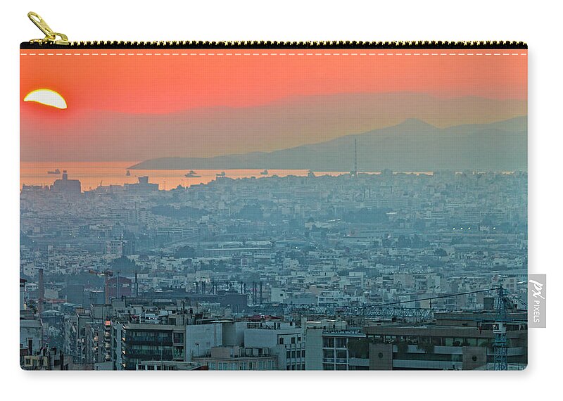 Apartment Zip Pouch featuring the photograph Athens Sunset by Peeterv