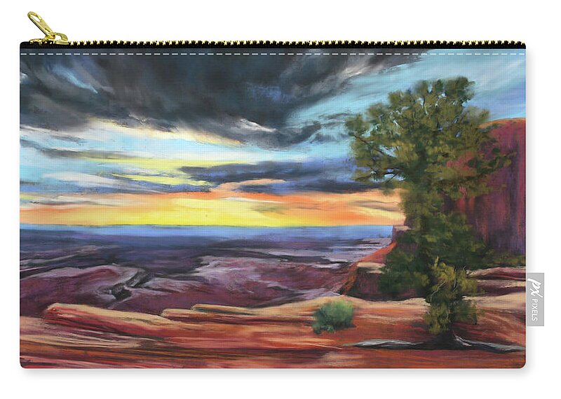 Canyonlands National Park Zip Pouch featuring the painting Atop Canyonlands by Sandi Snead