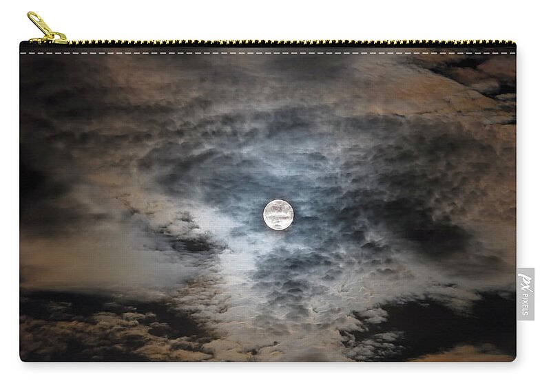 Spooky Zip Pouch featuring the photograph August 28, 2007 - Full Moon In Clouds by Alan Dyer/stocktrek Images