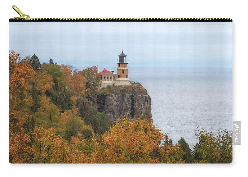 Lighthouse Zip Pouch featuring the photograph Autumn at Split Rock Lighthouse by Susan Rissi Tregoning