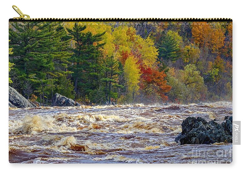 River Zip Pouch featuring the photograph Autumn Colors and Rushing Rapids  by Susan Rydberg