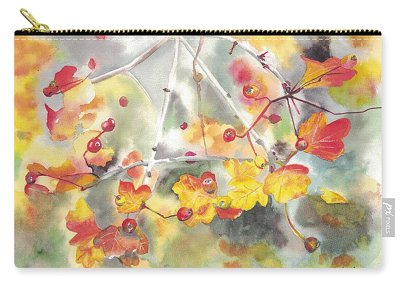 Autumn Zip Pouch featuring the painting Autumn colors by Hiroko Stumpf