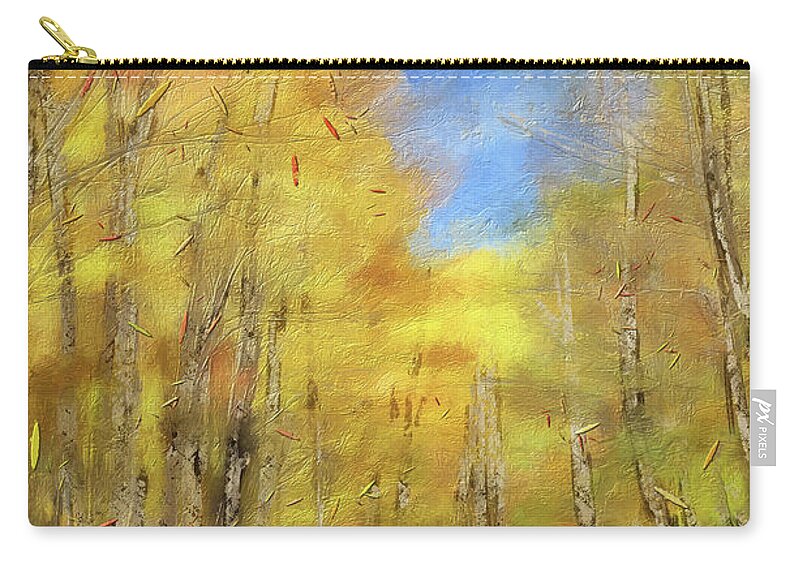 Autumn Zip Pouch featuring the digital art Autumn Country Road by Lois Bryan