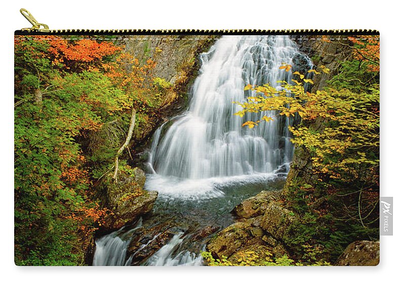 Crystal Cascade Zip Pouch featuring the photograph Autumn Falls, Crystal Cascade by Jeff Sinon