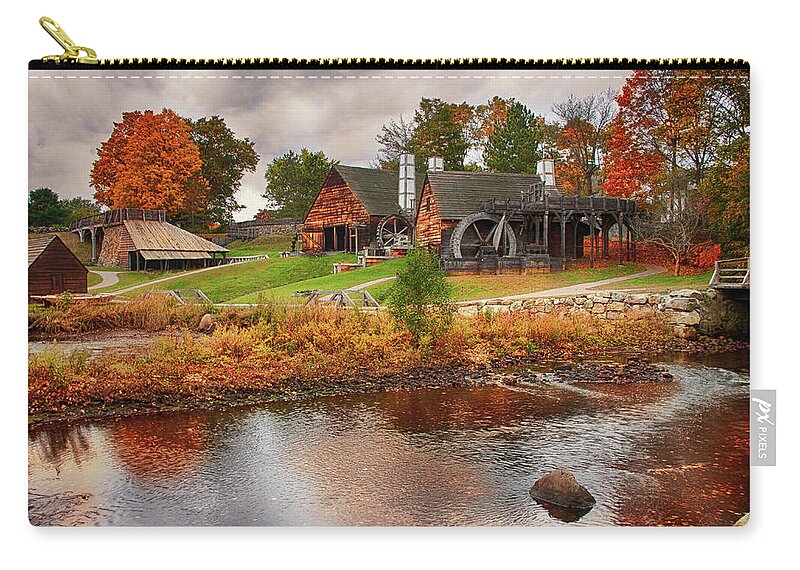 Saugus Autumn Zip Pouch featuring the photograph Autumn Foliage on the Saugus River by Jeff Folger