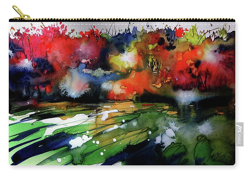 Fall Zip Pouch featuring the painting Autumn forest by Kovacs Anna Brigitta