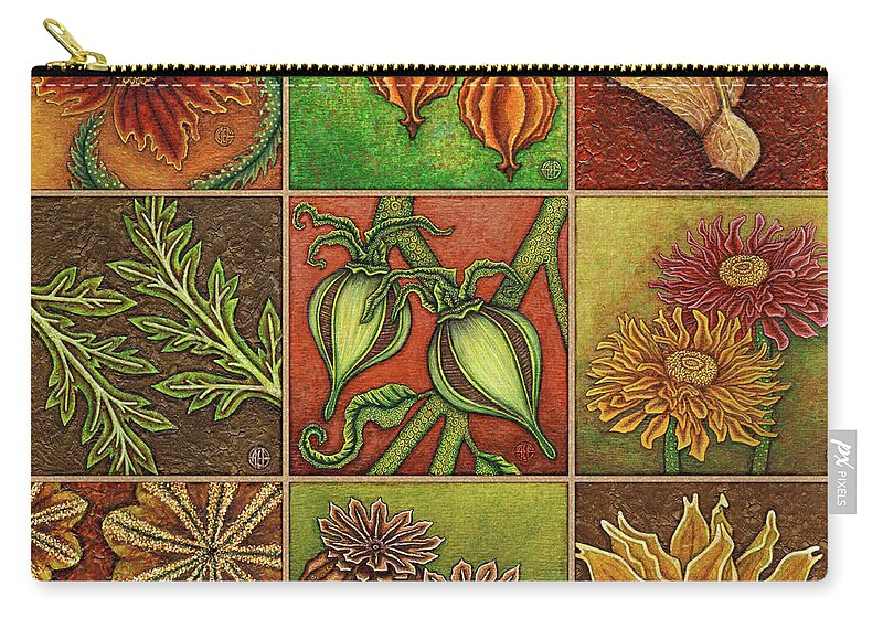 Garden Zip Pouch featuring the painting Autumn Garden Squares x 9 Original by Amy E Fraser