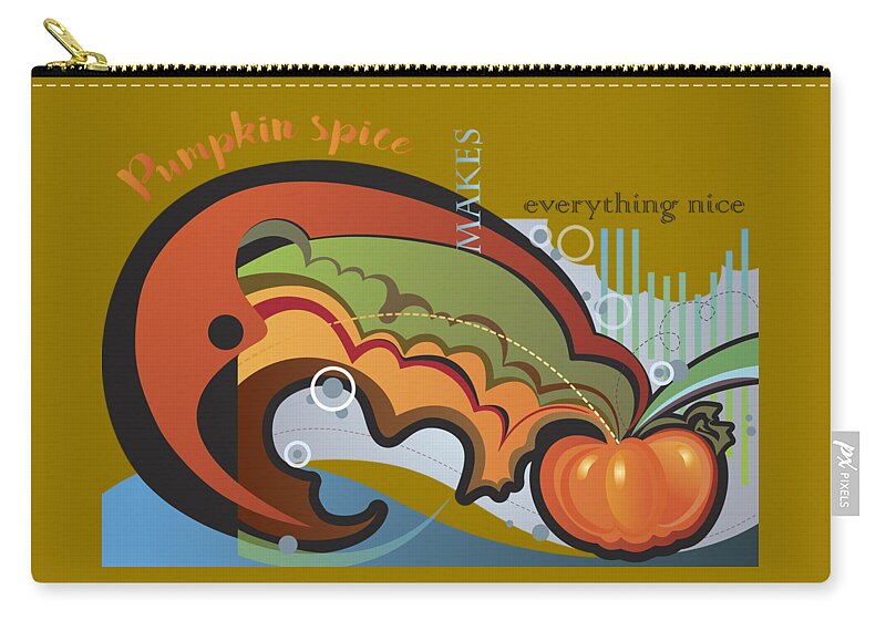 Pumpkin Zip Pouch featuring the digital art Autumn Greetings Card by Ariadna De Raadt