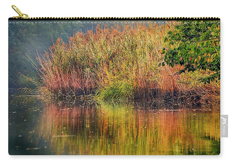 Sea Zip Pouch featuring the photograph Sea Grass On Blind Brook In Fall Colors by Cordia Murphy